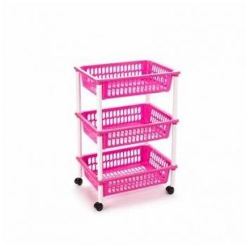 Carrito verdulero multiusos con 3 cestas y ruedas, ideal para organizar la cocina y el hogar