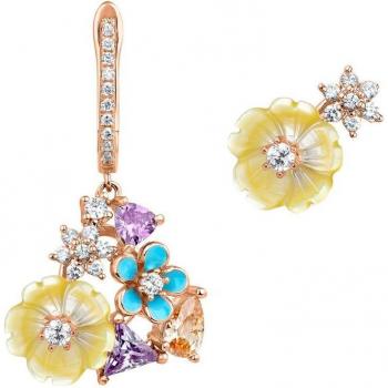 Ear Candy - Pendientes asimétricos Palermo de plata bañada en oro rosa
