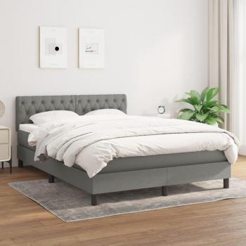 Cama box spring suave con colchón de tela gris oscuro 140x200 cm