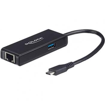Adaptador USB-C 3.2 Gen 1 a RJ-45 y USB-A, 2.5GBase-T, Negro