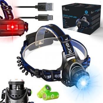Linterna Frontal Led Alta Potencia 10W 300 lúmenes, 3 modos de trabajo, batería 1500mAh, 4-5 horas de trabajo continuo, cabezal ajustable, luz frontal carga micro USB, ABS