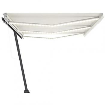 Toldo automático con LED y sensor de viento crema 600x350 cm, sombrilla retráctil, resistente al agua, ideal para balcón, jardín y terraza