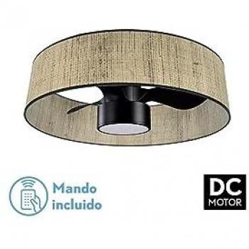 Ventilador DC 24W Natasha Cañizo/Negro 70D con 3 Aspas, 6 Velocidades, 2390lm, Control Remoto, Memoria y Temporizador