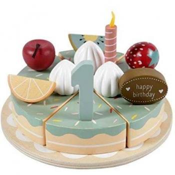 Little Dutch, Pastel de cumpleaños XL, 26 Piezas de Madera, Juguete para niños