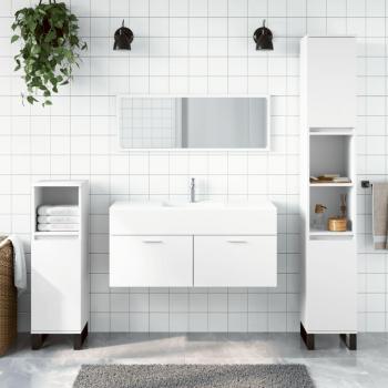 Armario de baño con espejo de madera de ingeniería blanco