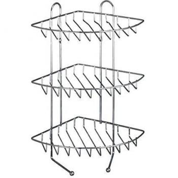 WENKO Exclusiv esquinera de baño 3 repisas - 3 repisas, Acero, 26 x 44 x 30 cm, Cromo