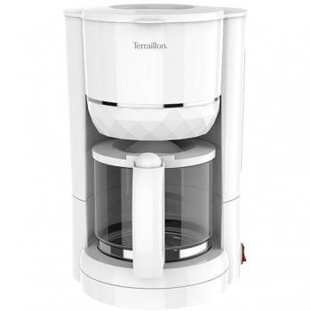 Cafetera de filtro Terraillon Diamant 1,25 L 980 W blanca para 10-15 tazas con jarra de vidrio y función de mantener el calor