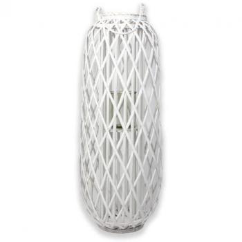 Candelabro Blanco Decorativo con Jarrones y Portavelas - 93x30x30cm