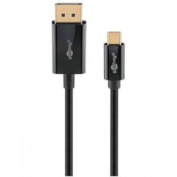 Cable USB-C a DisplayPort 4K 60 Hz, 2 m, negro, adaptador compatible con Thunderbolt 3/4