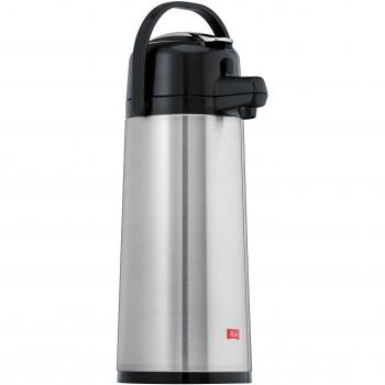 Jarra Isotérmica Melitta 2,2L con Sistema de Bomba y Pistón de Acero Inoxidable, Plata/Negro