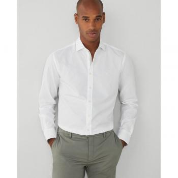 Camisa Hackett Slim Fit Blanca de Algodón Orgánico con Detalles en Multicolor