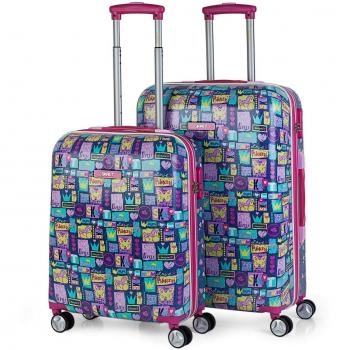SKPAT - 56800 Juego Set 2 Maletas Trolley 50/60 cm Policarbonato PC Estampado. Rígidas, Resistentes y Ligeras. Mango telescópico, 2 Asas 4 Ruedas Dobles. Vuelos Low Cost ryanair, Color Fucsia