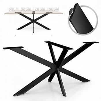 Estructura de Mesa en Cruz Negra de Acero Industrial, Resistente y Estable, Medidas Variadas - Patas para Muebles y Bricolaje