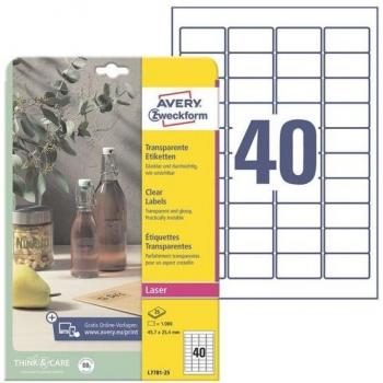 Etiqueta autoadhesiva Avery L7781-25 Transparente