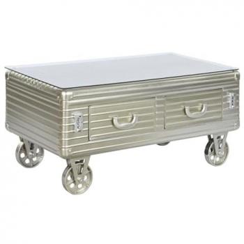 Mesa de Centro Home ESPRIT Metal y Cristal 100x52x46 cm