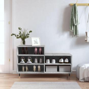 Mueble zapatero de madera contrachapada 102x36x60 cm en color blanco brillante y gris hormigón