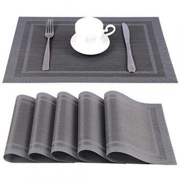 Amazon Brand – Eono 6 Manteles Individuales de PVC Antideslizantes, Repelen la Suciedad y Lavables, Respetuosas con el Medio Ambiente