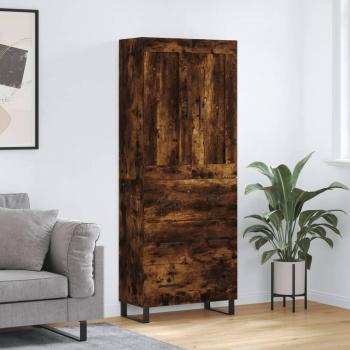 Aparador alto de madera contrachapada en roble ahumado 69,5x34x180 cm Marrón
