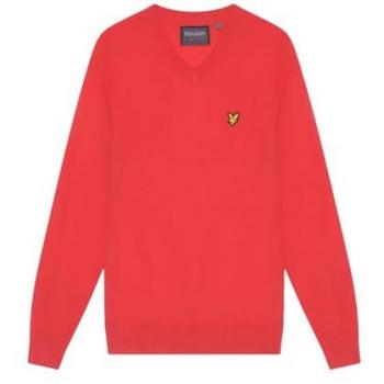 Lyle & Scott Men's Red V Neck Golf Sweater - Large