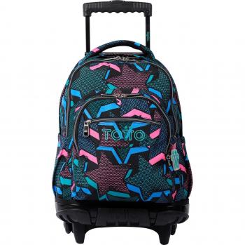 Mochila Escolar con Ruedas Totto Lety Black - Renglones, Cuida la Espalda de los Peques