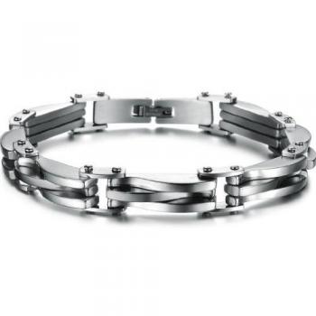 Keybella - Pulsera para Hombre con Cadena de Acero Inoxidable Dorada y Plateada