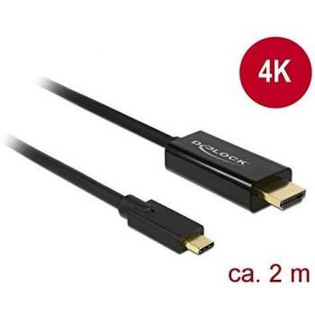 DeLOCK 85259 Adaptador de Cable de Vídeo 2 m USB Tipo C a HDMI Negro