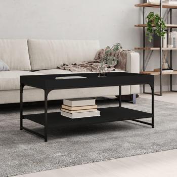 Mesa de estar negra 100x49x45 cm en madera multicapa y madera de ingeniería