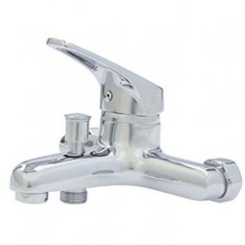 Set Monomando para Bañeras URBEL con Accesorios, Cartucho cerámico de 40 mm, Maneta de Zinc, Cuerpo de Latón y Flexo de Ducha con 5 Posiciones y Soporte