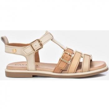 Sandalias planas de piel para mujer - Blanco roto