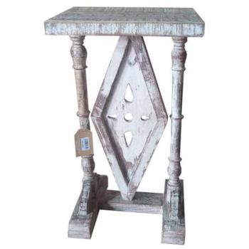 WANDERLUST DECO Mesa de madera marrón 33x28x55h cm de estilo Artesanal con acabado artesanal