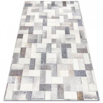 Alfombra Patchwork 21723 Gris - Piel de Vacuno, Tableros Beige, 120x170 cm