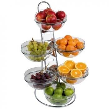 Aps Paderno World Cuisine Juego de escalera y cuenco grande cromado de 4 niveles