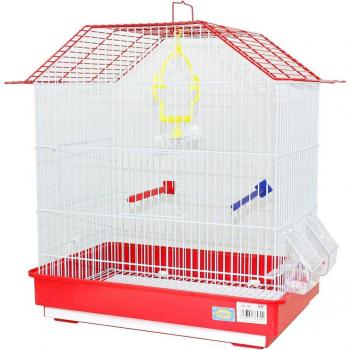 Jaula para pájaros con comederos, palos y columpios 42.5*29.5*47.5CM