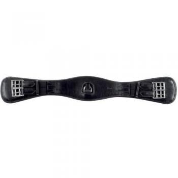 Faja corta de cuero para entrenamiento con anillo y elástico Waldhausen - Negro, 60 cm