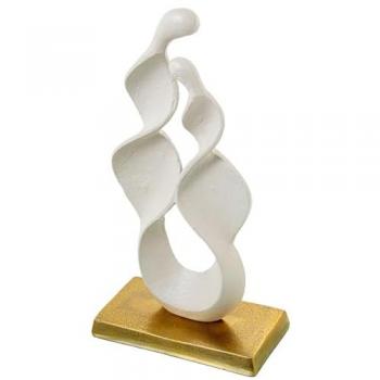 Figura Decorativa Alexandra House Living Blanco Dorado Aluminio Abstracto 23 x 12 x 45 cm