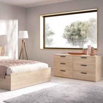 Cómoda Doble Vasa de 6 Cajones, Color Natural, Tamaño 72.3x140.4x44.7 cm