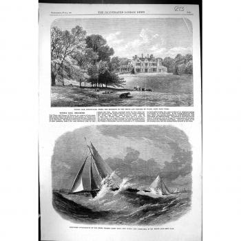 Impresión Antigua del Yate Cortador-Partido-Real del Támesis Vindex 1866 Christabel