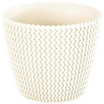 Maceta redonda 5L PROSPERPLAST Splofy de plástico en color gris, Ø21,8 x 18,4 cm.