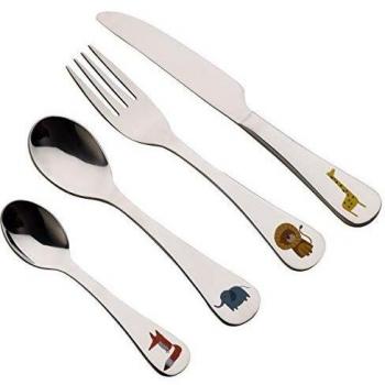 BERGNER Cuberteria 4 Piezas Safai de Acero Inoxidable para niños