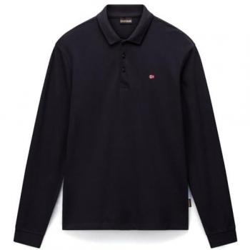 Napapijri Ealis Regular Fit Long Sleeve Polo Shirt for Men - Black - XXL