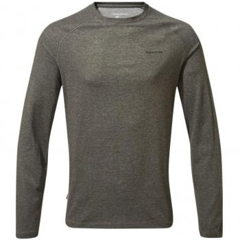 Craghoppers Manga para Hombre de NL Bayame Camiseta Larga Negro Pimienta Marl M