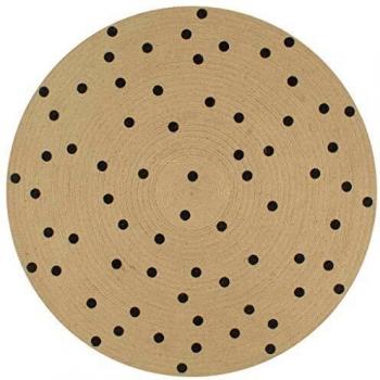 vidaXL Alfombra Redonda de Yute Tejida a Mano Tapete Alfombrilla Felpudo Moqueta Tapiz Esterilla Artesanía Decoración Diámetro 120 cm Lunares