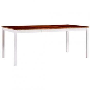 Mesa de comedor Day and Night blanca y marrón 180x90x73 cm en madera de pino