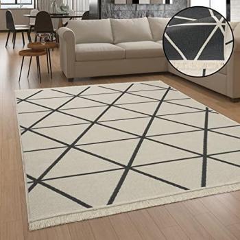Alfombra Lavable Geométrica Boho Chic 120x160 cm Antracita