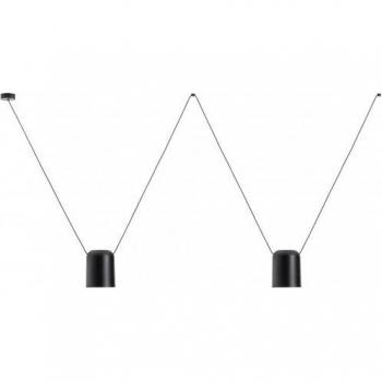 Lámpara colgante decorativa Attic de aluminio negro mate para 2 bombillas E27, dimensiones 175cm x 400cm