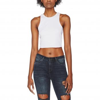 Top Corto de Urban Classics para Mujer - Ribeteado - Tallas XS a XL - Color Blanco