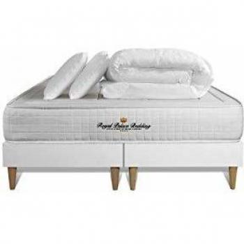 Conjunto de somier y colchón 160x200 Balmoral con memoria de forma - 24 cm - Firme - Somieres dobles blancos + 2 almohadas + edredón