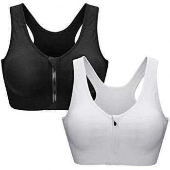 ZOEREA Sujetador Cierre Delantero Deportivo para Mujer Gimnasio Ropa con Almohadillas Extraíbles para Correr Sin Costuras Yoga Fitness 2 Piezas