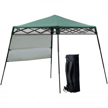 Carpa con lateral Outsunny plegable altura ajustable verde 220x220x208 cm