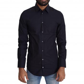 Navy Blue Cotton Formal Dress Shirt - IT37 | XS